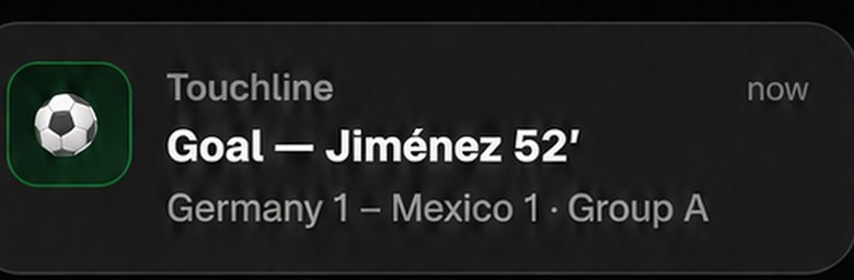 Touchline goal-alert notification showing an updated scoreline