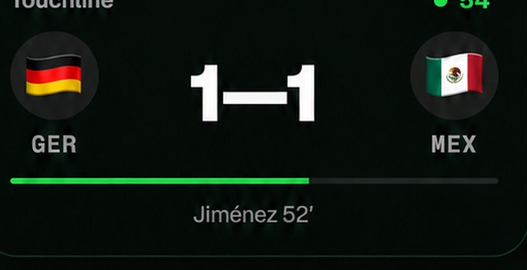 Touchline Live Activity widget showing a live match score